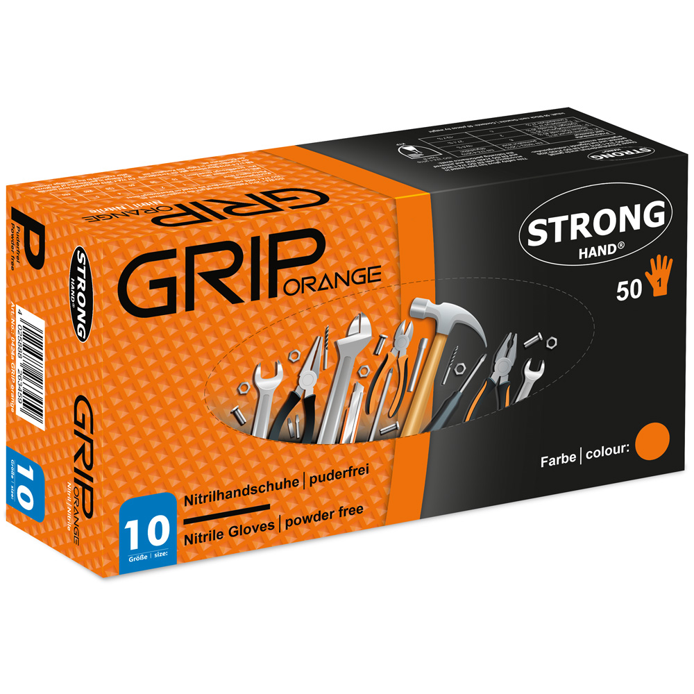 2512-StrongHand Nitrilhandske Engangshandske Greb Orange Bilateral Bærbar W